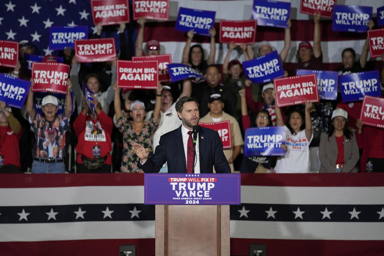 Sen. JD Vance speaks at a campaign rally in Las Vegas on November 2.