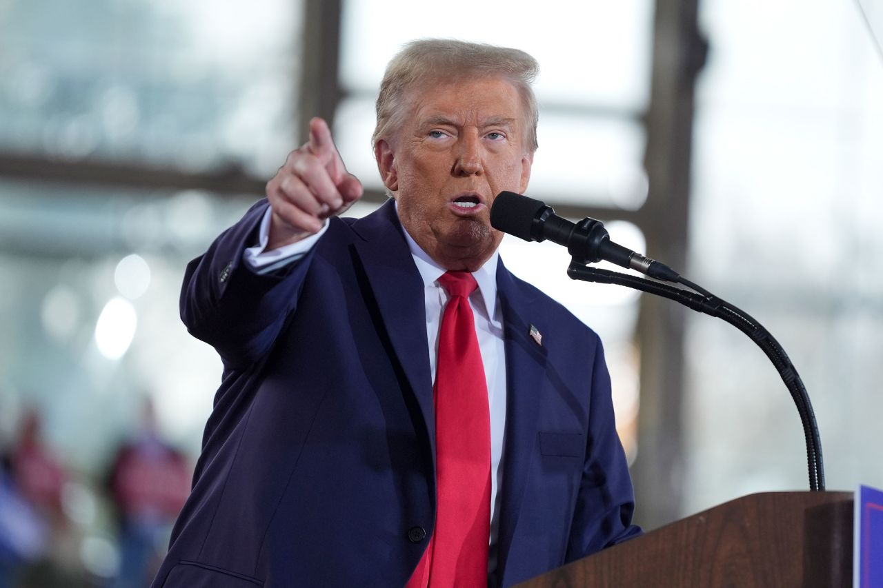 Former President Donald Trump speaks during a rally in Raleigh, North Carolina, on Monday.