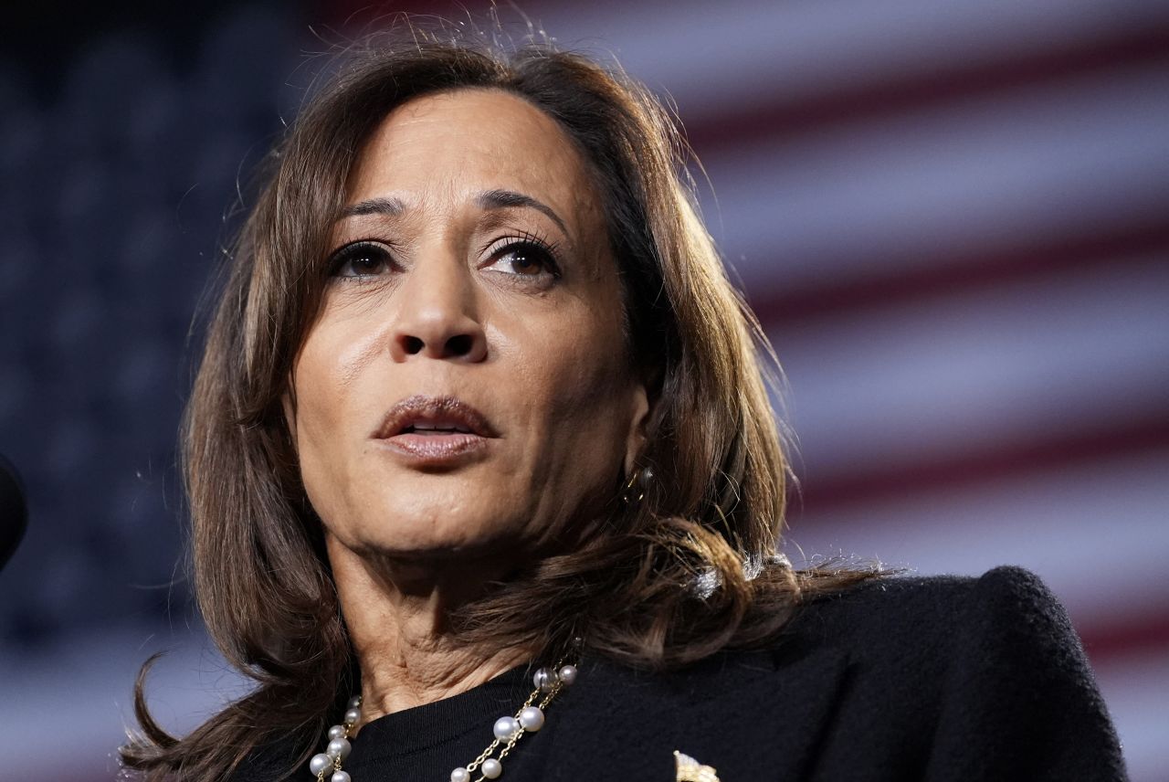 Vice President Kamala Harris speaks during a campaign rally at Muhlenberg College in Allentown, Pennsylvania, on November 4.