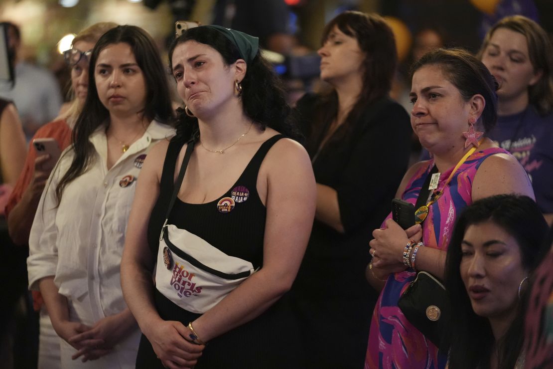 Supporters of Florida's Amendment 4, which would have included abortion rights in the state, react after the amendment was defeated, in St. Petersburg, Florida, in 2015.