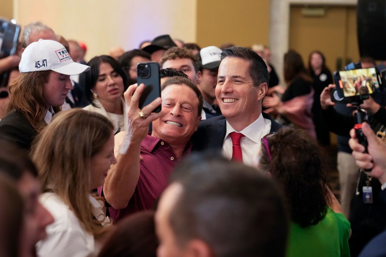 Bernie Moreno poses for a photo during an election watch party in Westlake, Ohio, on Tuesday.