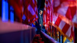 Former President Donald Trump arrives at an election night watch party in West Palm Beach, Florida, on November 6, 2024.