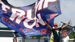 Supporters of U.S. President-elect Donald Trump celebrate on a street in Palm Beach, Florida, on Nov. 6, 2024, after his victory in the presidential election. (Kyodo via AP Images) ==Kyodo