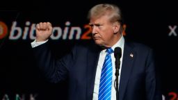 FILE - Then Republican presidential candidate former President Donald Trump speaks at the Bitcoin 2024 Conference on July 27, 2024, in Nashville, Tenn. (AP Photo/Mark Humphrey, File)