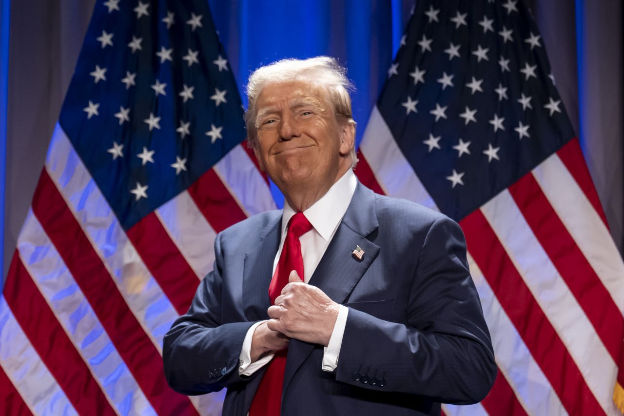 President-elect Donald Trump arrives to speak at a meeting of the House GOP conference on Wednesday, November 13, in Washington, DC.