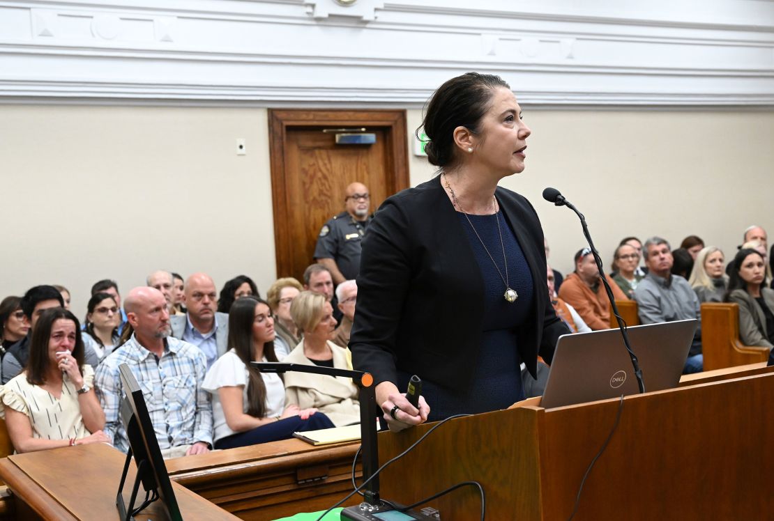 Prosecutor Sheila Ross speaks in front of Superior Court Judge H. Patrick Haggard during a trial of Jose Ibarra at Athens-Clarke County Superior Court, Friday, November 15, in Athens, Georgia.