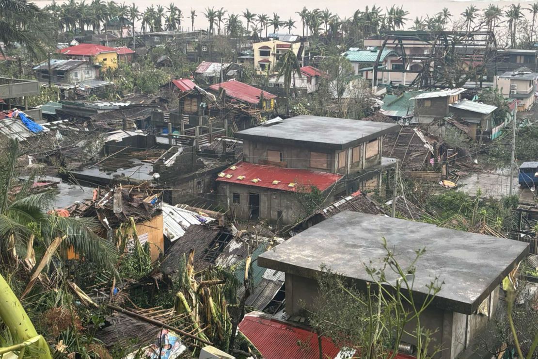 Damaged houses in Viga, Catanduanes province, where Super Typhoon Man-yi made landfall on the northeastern Philippine island on November 17, 2024.