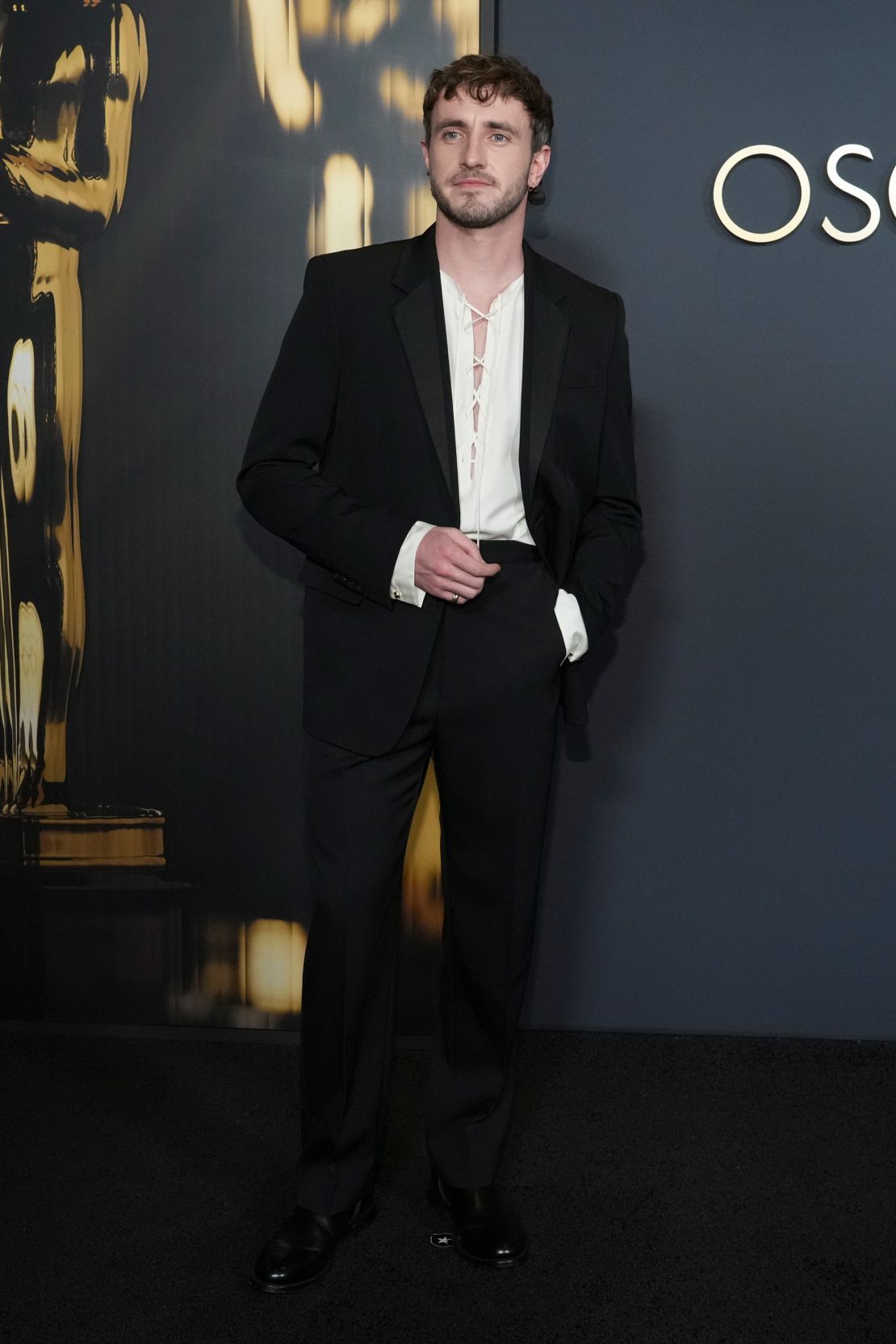 Paul Mescal attended the ball in a lace-up shirt and Gucci suit.