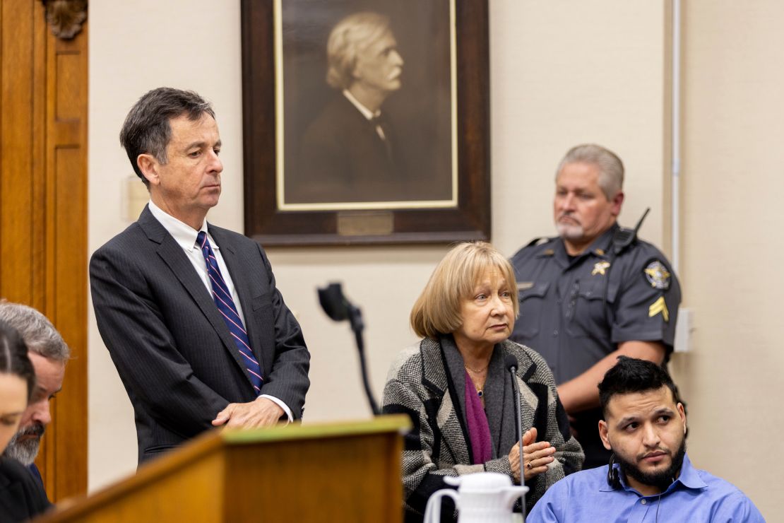 Defendant Jose Ibarra, right, listens to Judge H. Patrick Haggard during his trial.