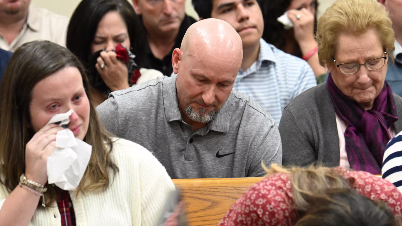 Laken Riley’s stepfather, John Phillips, reacts to the verdict during Jose Ibarra's trial on Wednesday, November 20, in Athens, Georgia.