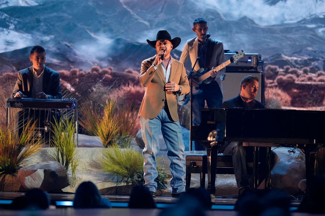 Cody Johnson performs during the CMA Awards on Wednesday, in Nashville, Tennessee.