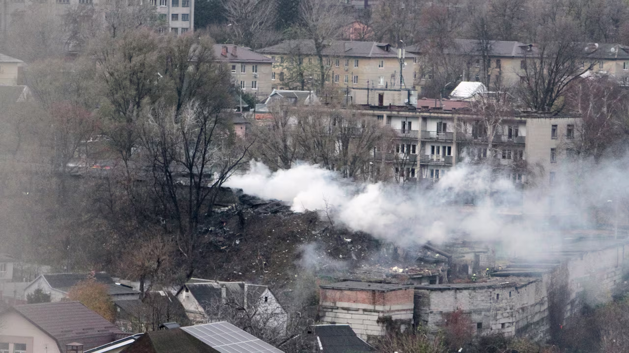 Aftermath of a Russian missile strike in Dnipro, Ukraine, on November 21.