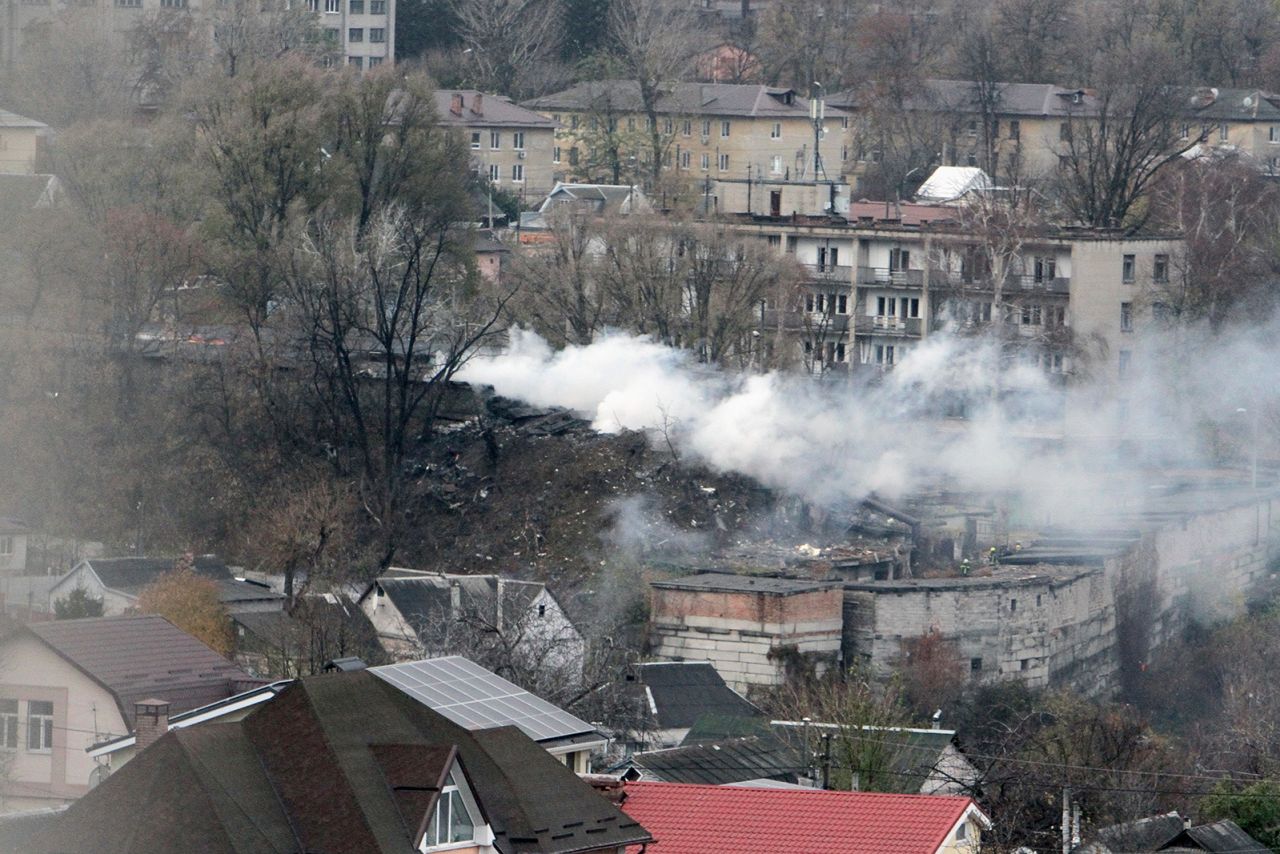 Aftermath of a Russian missile strike in Dnipro, Ukraine, on November 21.