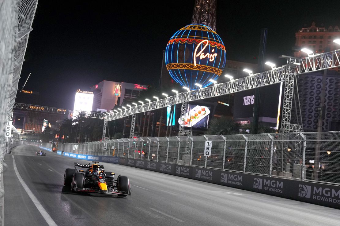 Verstappen in action during qualifying in Vegas.