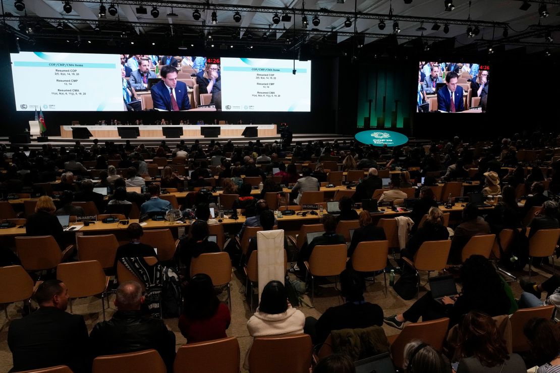 Wopke Hoekstra, EU climate commissioner, speaks during a closing plenary session at the COP29 climate summit, in the early hours of Sunday morning local time on November 24, 2024.