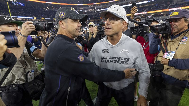 John Harbaugh beats brother Jim as Baltimore Ravens overcome Los Angeles Chargers on Monday Night Football