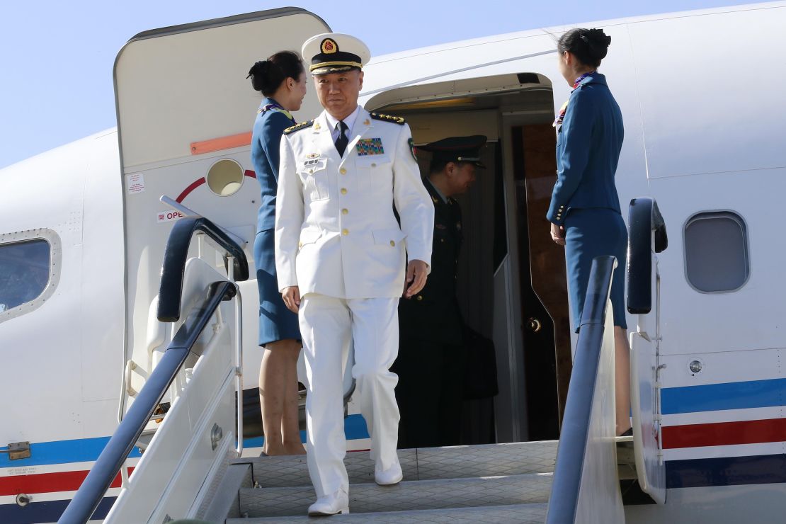 FILE -Miao Hua, China's director of the political affairs department of the Central Military Commission arrives at the Pyongyang Airport in Pyongyang, North Korea, Oct. 14, 2019. (AP Photo/Cha Song Ho, File)