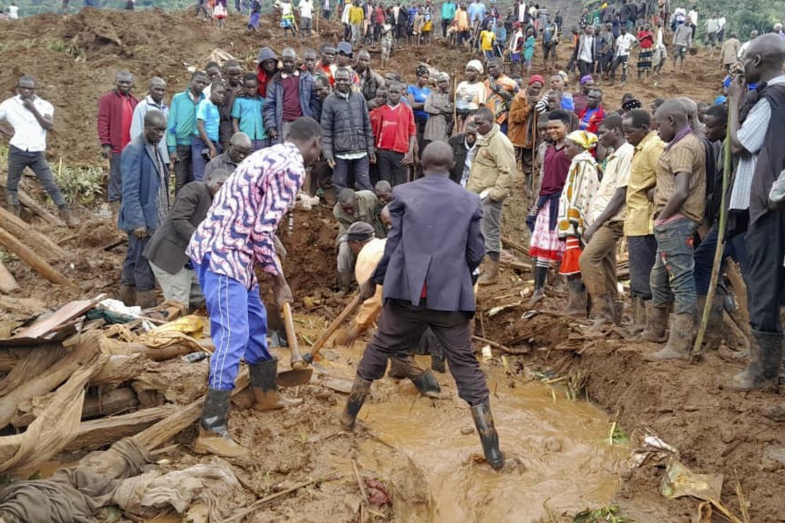 More than a hundred people were missing on Thursday, after the landslides buried homes across six villages.