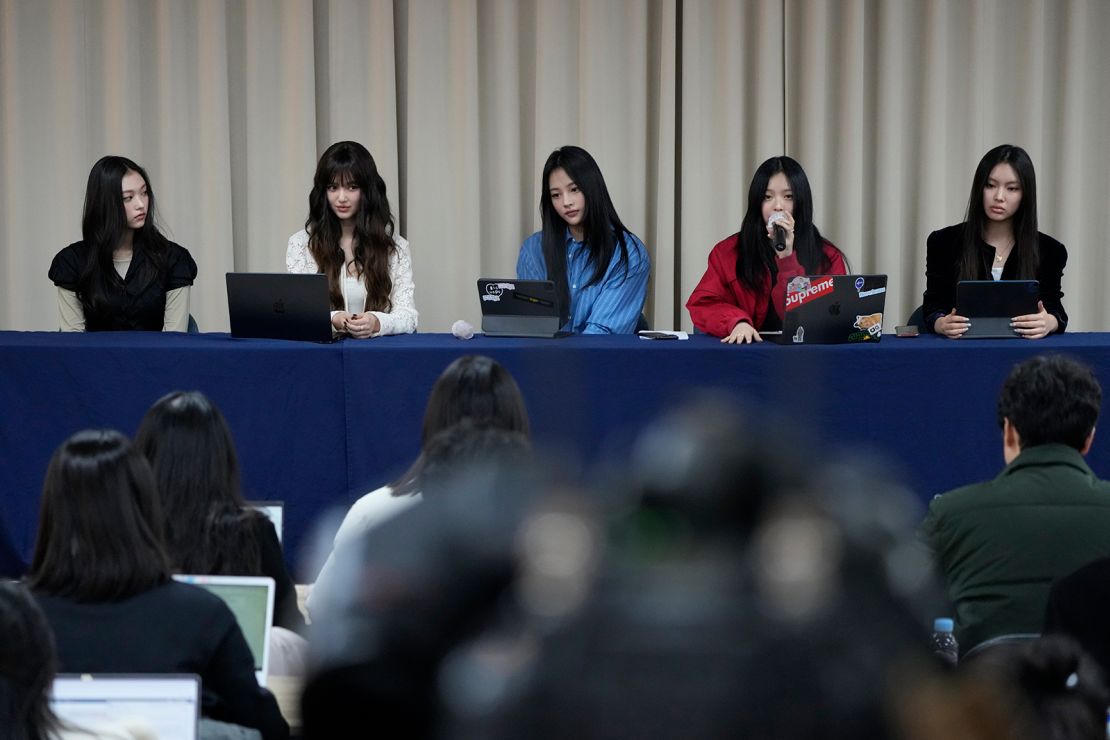 Members of NewJeans staged a press conference in November declaring the termination of the band's contract with Ador.