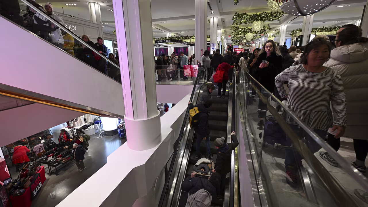 People shop at Macy's department store during Black Friday on November 29 in New York City.