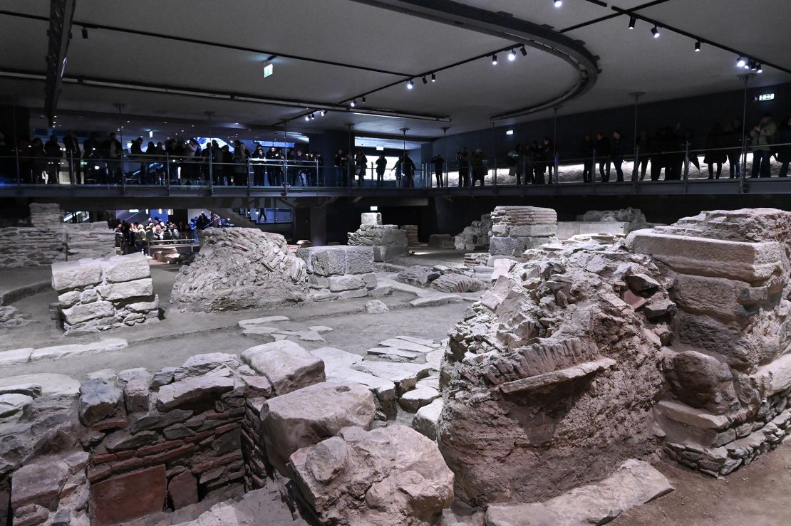 This archaeological site is located inside the Venizelou metro station in Thessaloniki.