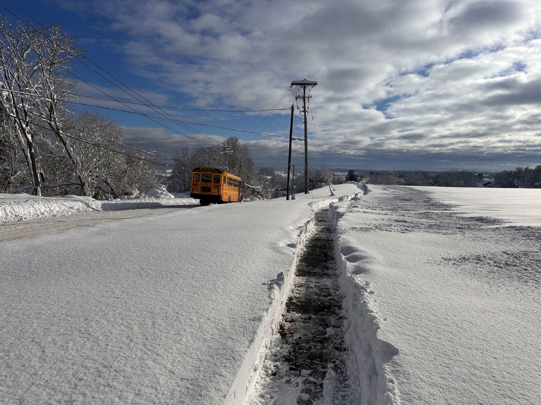 Snow in Lowville, New York, Monday.