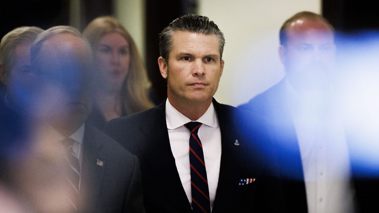 Pete Hegseth, President-Elect Trump's nominee for Secretary of Defense, is seen ahead of a meeting with Senator Tommy Tuberville in Washington DC on December 2, 2024.