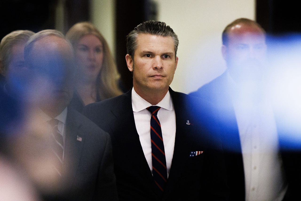 Pete Hegseth is seen ahead of a meeting with Sen. Tommy Tuberville in Washington, DC, on December 2.