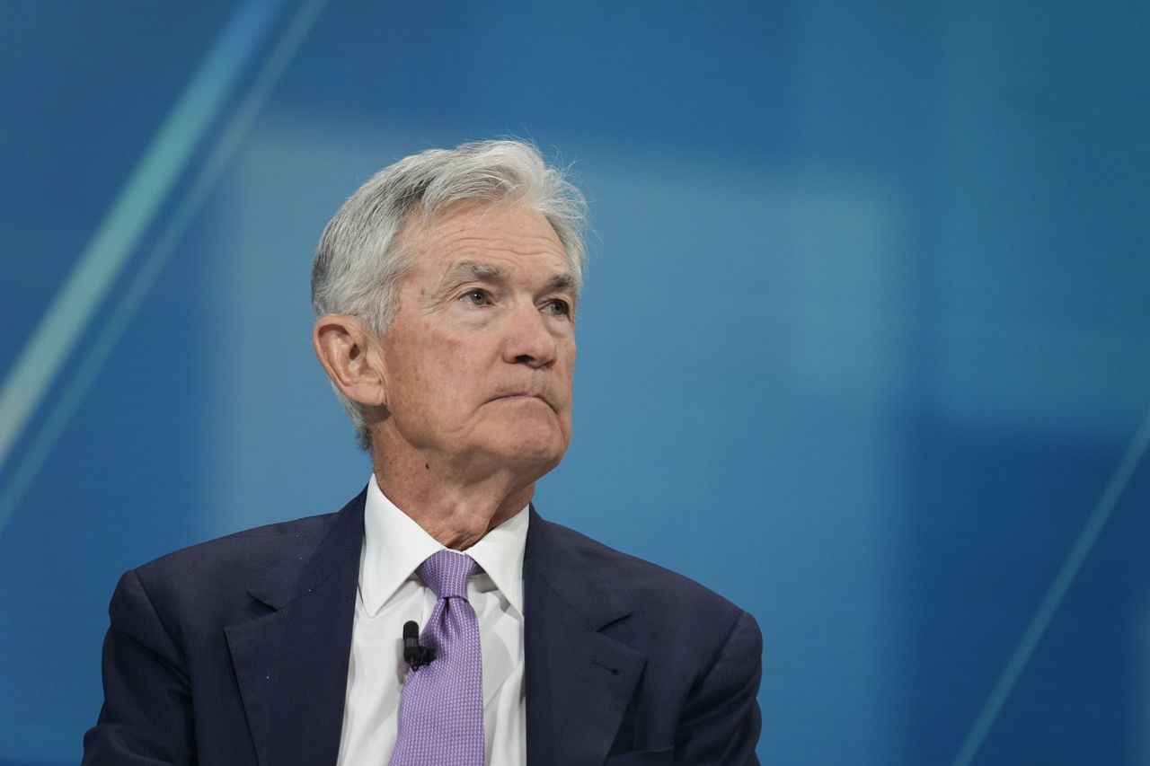 Federal Reserve chair Jerome Powell speaks at the DealBook Summit in New York on December 4.