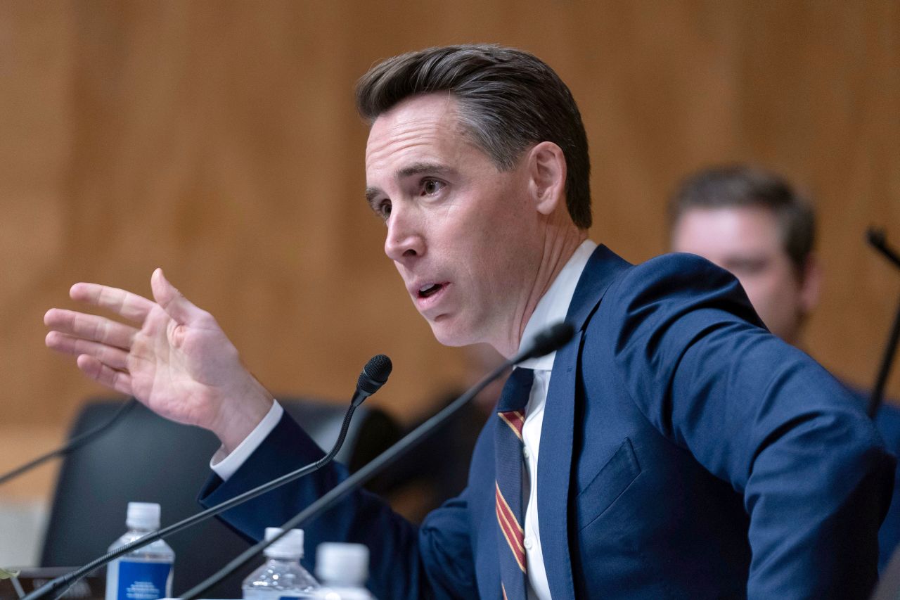 Sen. Josh Hawley speaks during a Senate Homeland Security and Governmental Affairs Committee hearing on Capitol Hill in Washington, DC, on December 5.