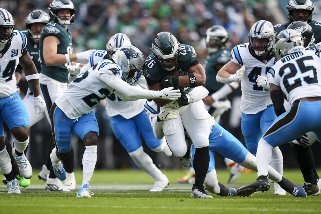 Barkley (center) leads the league in rushing through Week 14.