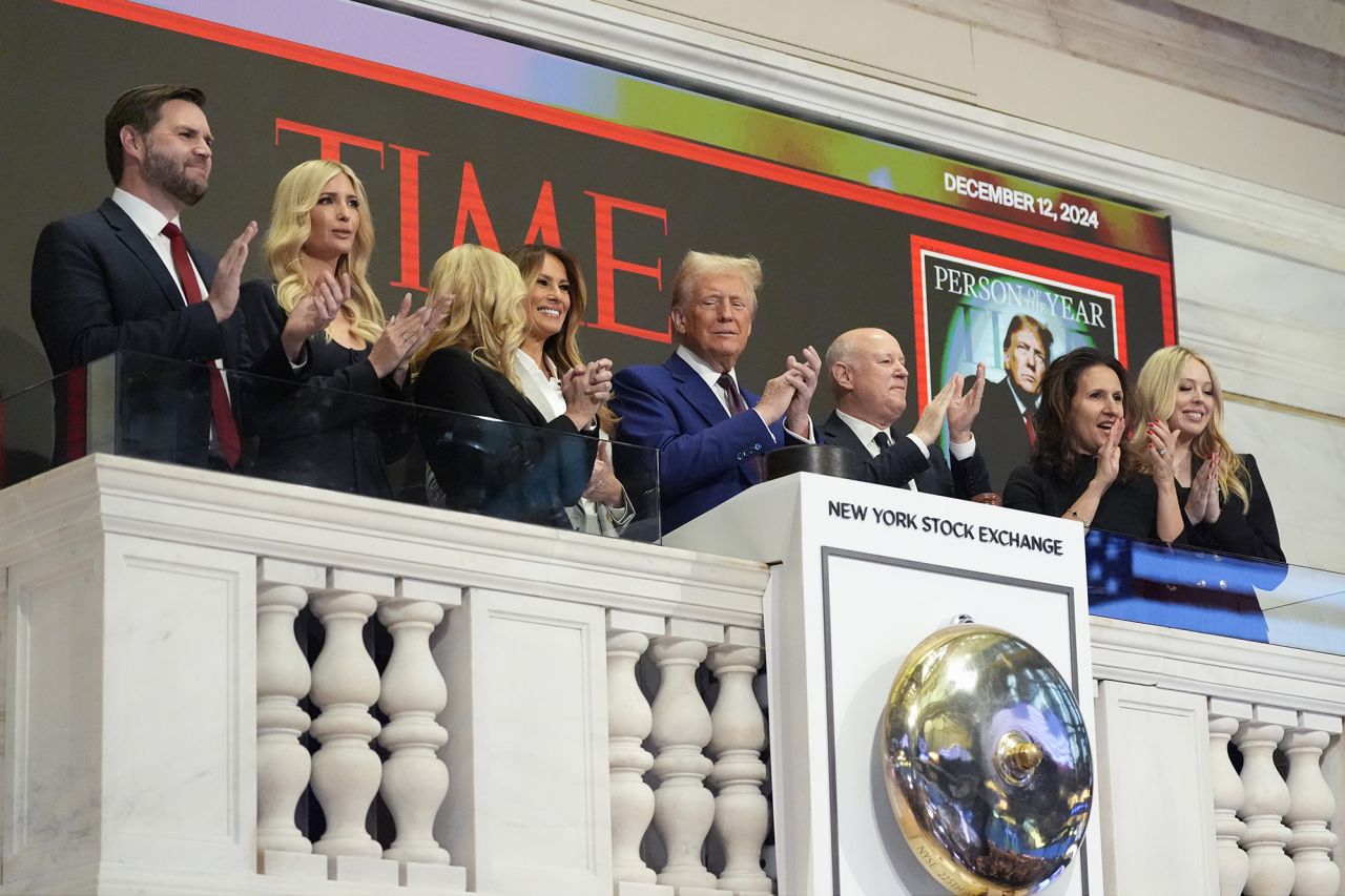 President-elect Donald Trump arrives to ring the opening bell at the New York Stock Exchange on Thursday.