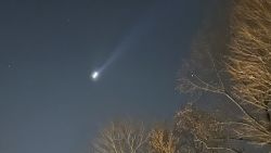 This photo provided by Brian Glenn shows what appears to be multiple drones flying over Bernardsville, N.J., on Thursday, Dec. 5, 2024.