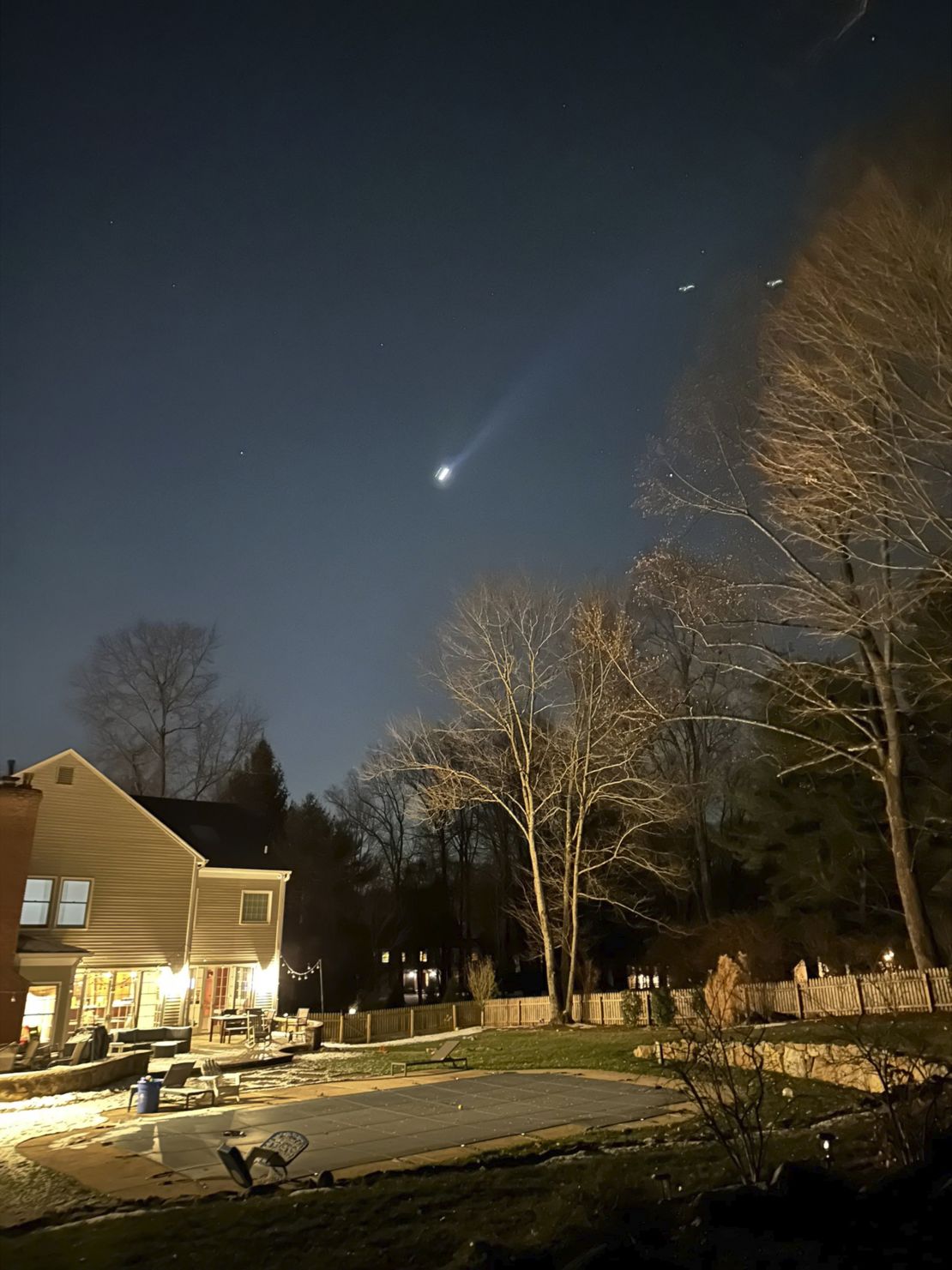 Multiple drones appear to fly over Bernardsville, New Jersey, on December 5, 2024.