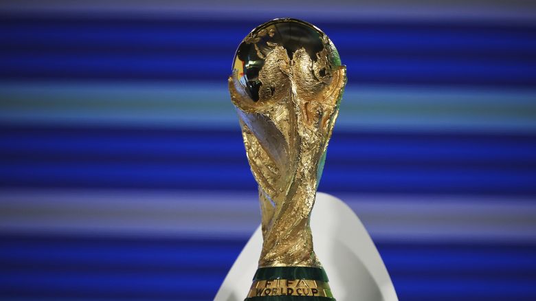 The FIFA World Cup 2026 trophy is on display ahead of the draw ceremony for the 2026 World Cup qualifiers in Zürich, Switzerland.