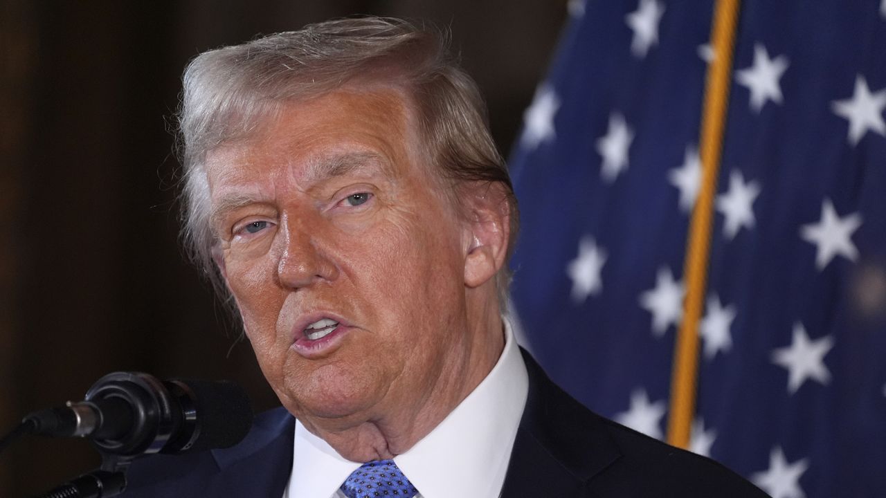 President-elect Donald Trump speaks during a news conference at Mar-a-Lago, Monday, Dec. 16, 2024, in Palm Beach, Fla.