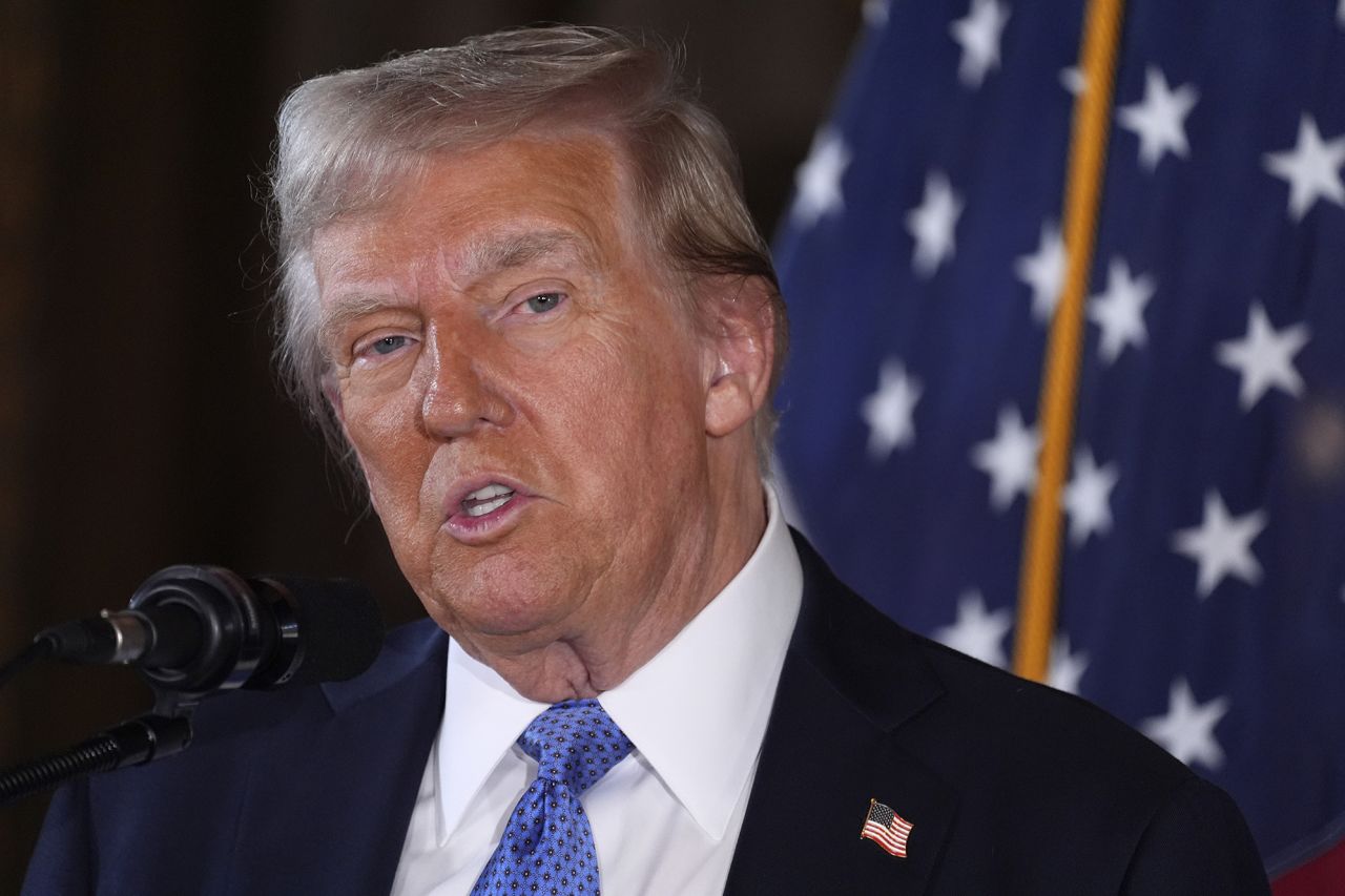 President-elect Donald Trump speaks during a news conference at Mar-a-Lago on December 16, in Palm Beach, Florida.