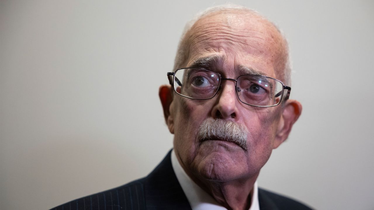 Rep. Gerry Connolly speaks with reporters as he emerges from a House Democratic Caucus meeting during which he was elected to be ranking member of the House Oversight and Accountability Committee on Capitol Hill in December 2024. 