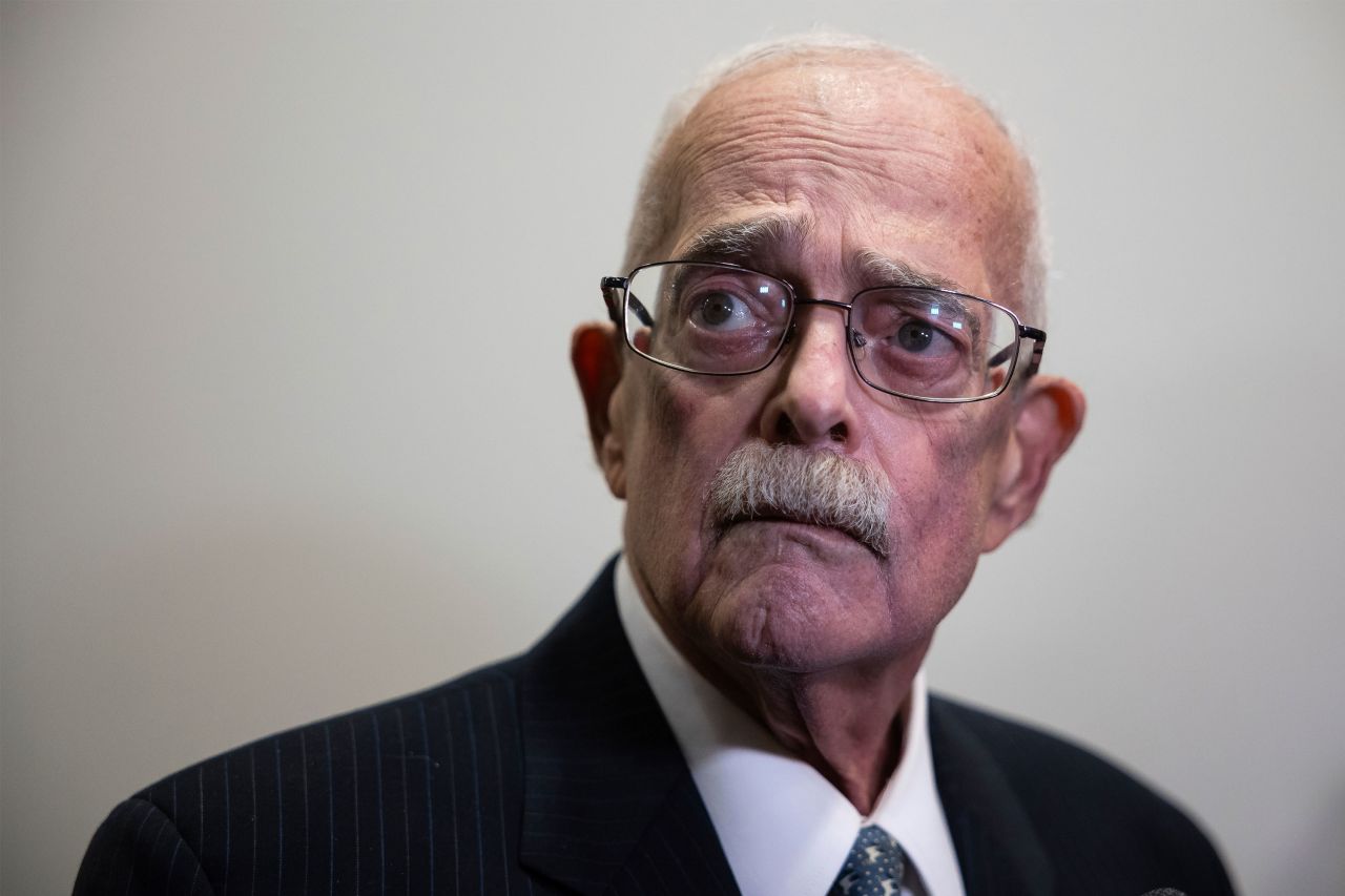 Rep. Gerry Connolly speaks with reporters as he emerges from a meeting on Capitol Hill in Washington, DC, on December 17, 2024.