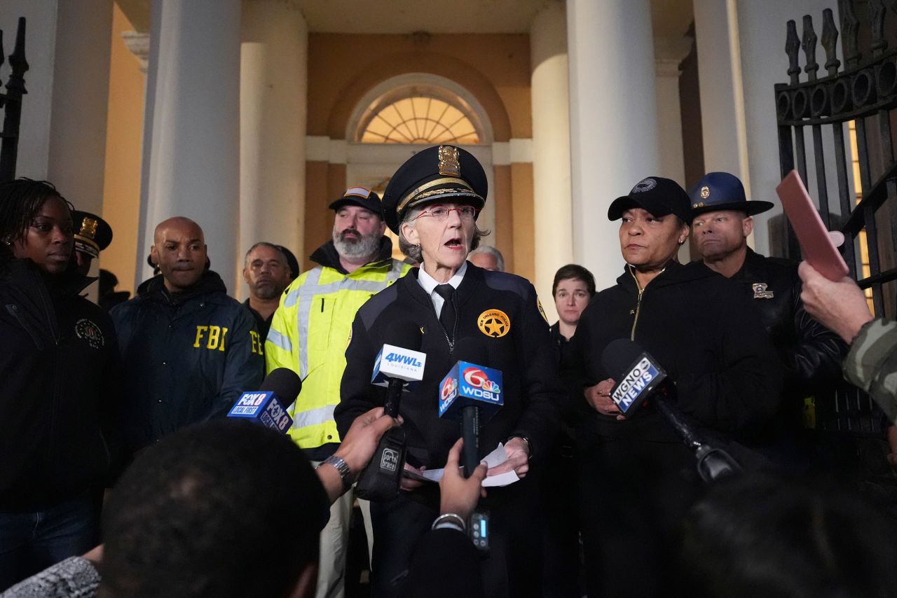 New Orleans Police Superintendent Anne Kirkpatrick speaks during a press conference on Wednesday.