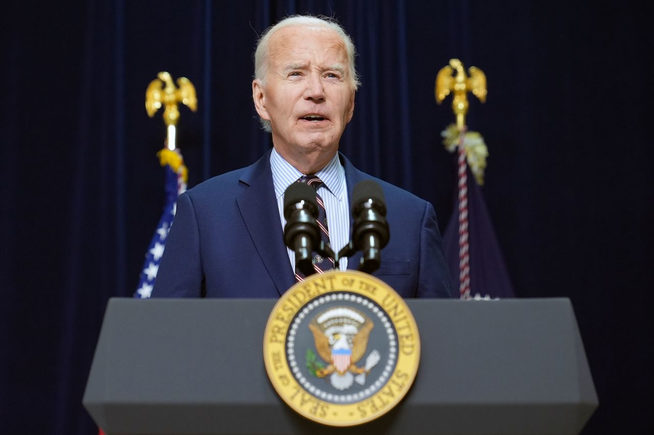 President Joe Biden makes a statement from Camp David, Maryland, on Wednesday, January 1.