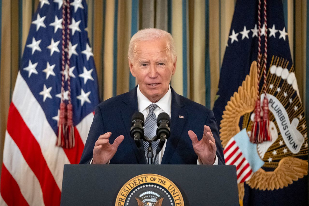 President Joe Biden speaks about the latest developments in New Orleans and Las Vegas during an event in the State Dining Room at the White House, Thursday, January 2.