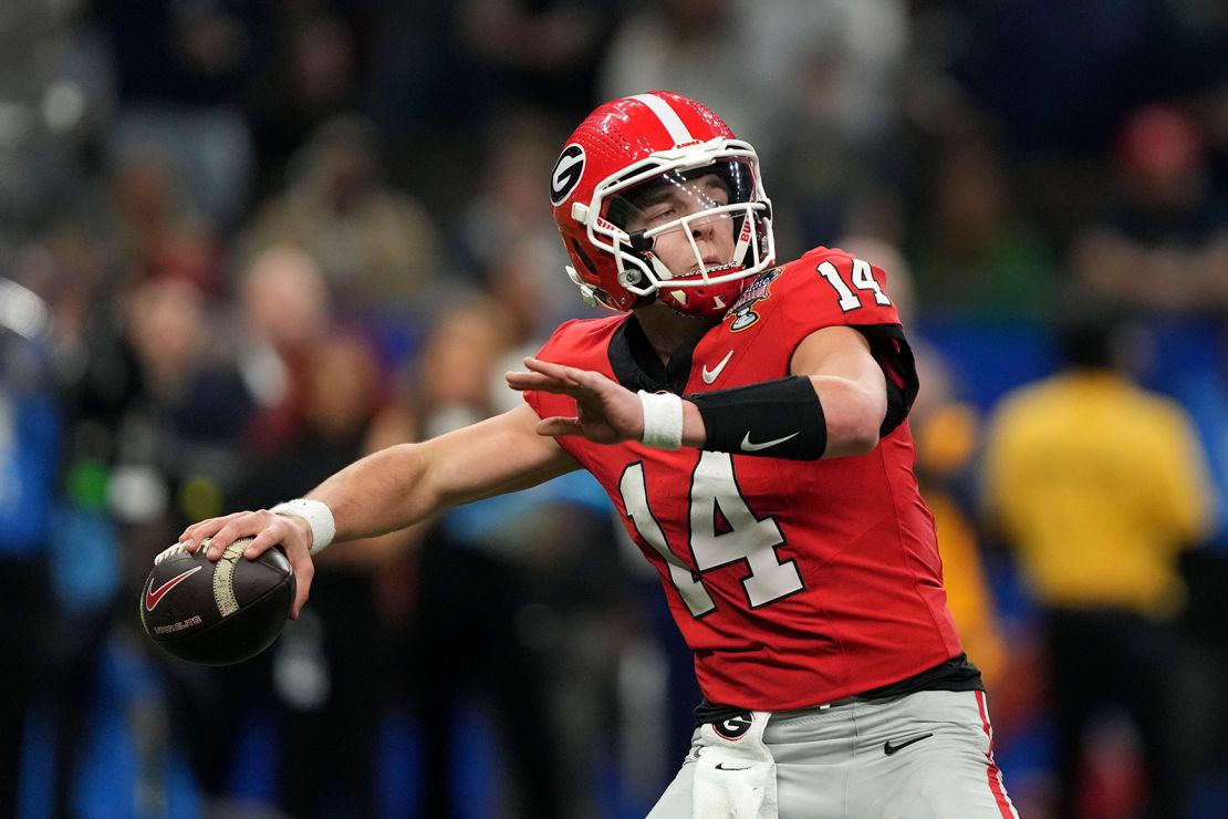 Georgia quarterback Gunner Stockton made his first career start against Notre Dame in the Sugar Bowl.