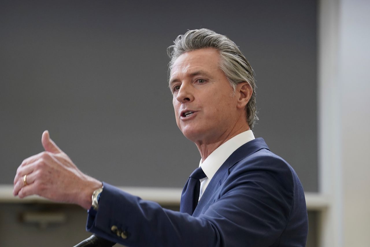 California Gov. Gavin Newsom attends a news conference in Turlock, California, on January 6.