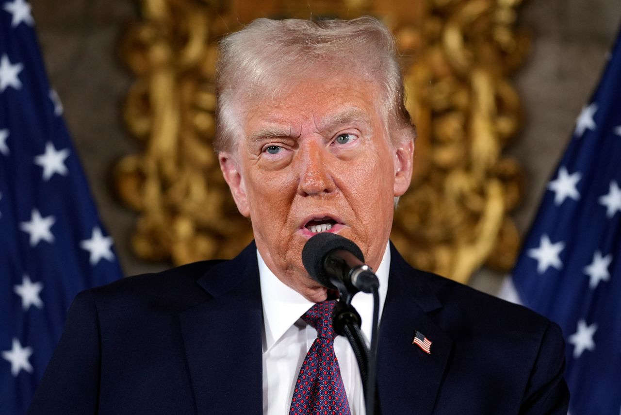 President-elect Donald Trump speaks during a news conference at Mar-a-Lago on Tuesday.