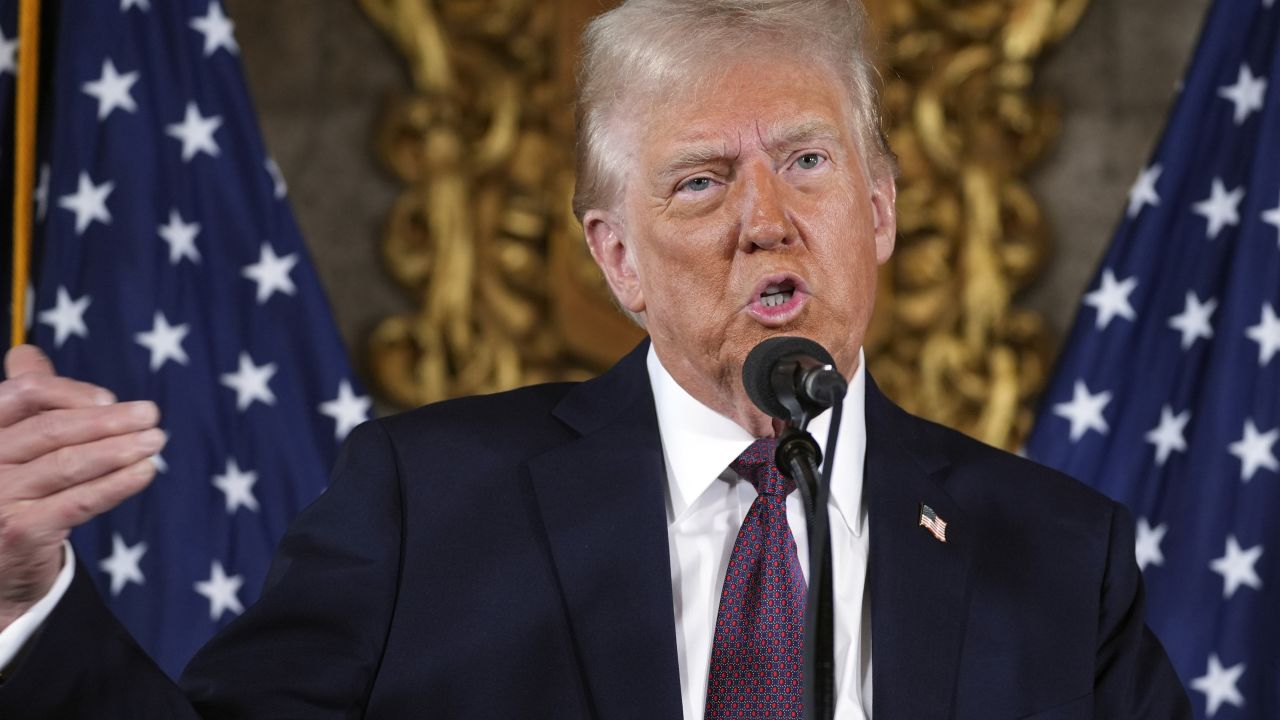 President-elect Donald Trump speaks at Mar-a-Lago on Tuesday.