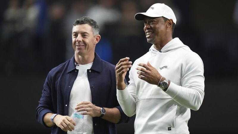 Tiger Woods and Rory McIlroy watch on as The Bay Golf Club wins opening match of high-tech indoor golf league TGL