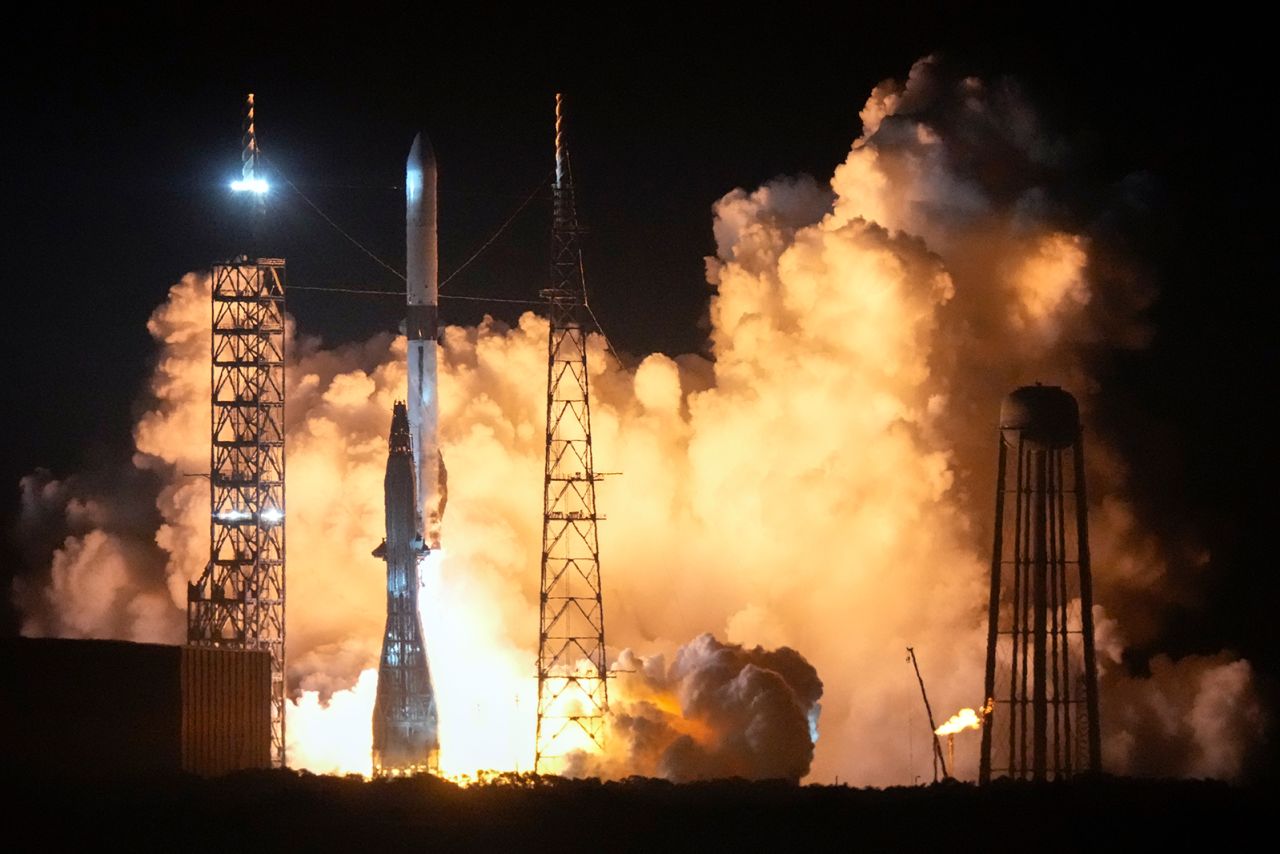 Blue Origin's New Glenn rocket lifts off from Launch Complex 36 at the Cape Canaveral Space Force Station, in Cape Canaveral, Florida on Thursday.