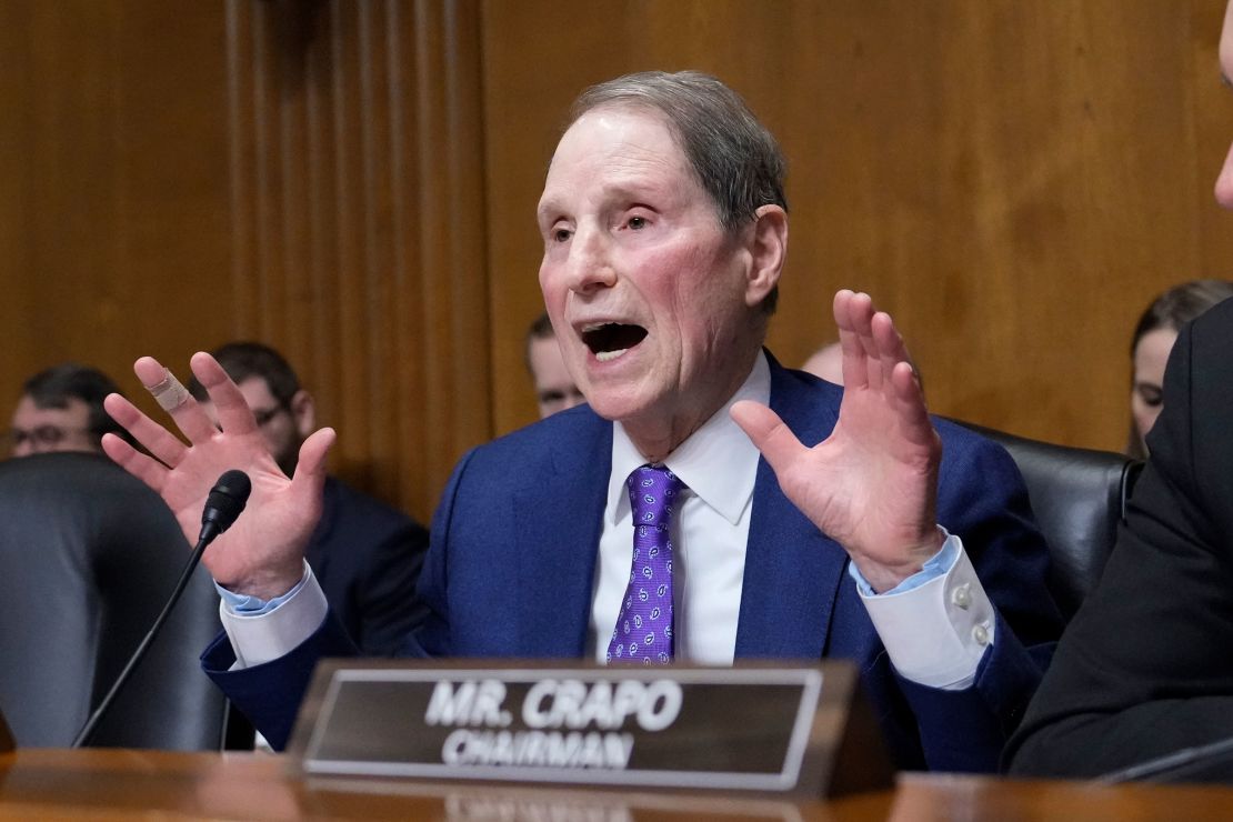 Ron Wyden speaks at the Senate Finance Committee confirmation hearing for Scott Bessent on Thursday.