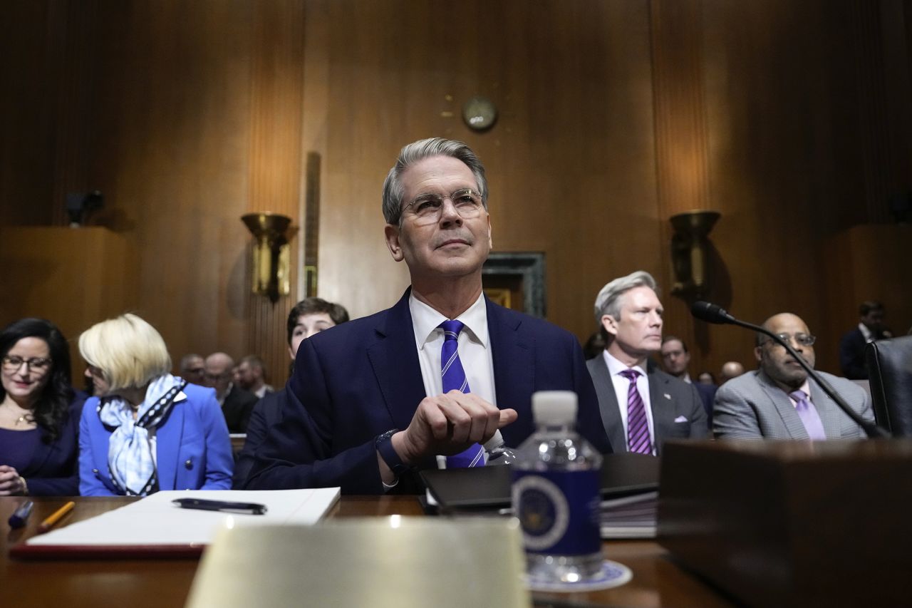 Scott Bessent appears before the Senate Finance Committee for his confirmation hearing at the US Capitol in Washington, DC, in January.